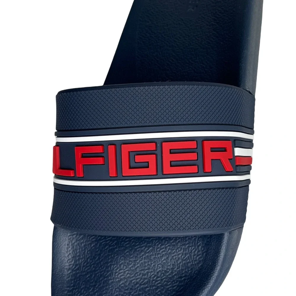 Tommy Hilfiger Mens ETTO Slide Sandals Size 11 Navy Blue Red Comfort Lightweight
